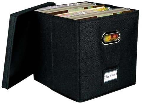 Generisch Schallplattenbox, Schallplattenkiste,Albenkiste mit Deckel und Griff | Aufbewahrungskiste für den Umzug von Arbeitsplatzschränken, Schrank-Organizer für mehr als 50 12-Zoll-Schallplatten