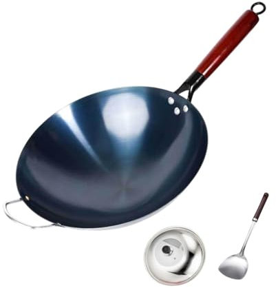 Sharplace Wok Pan, wok antiadhésif, cuisine de cuisine de cuisine bouillante générale cuiseuse à induction à non revêtu avec couvercle chinois wok inférieur, 40cm