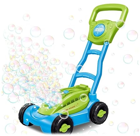 COIL Jouet à bulles de savon, tondeuse à bulles de savon pour enfants, machine à bulles de savon, machine à bulles, 13 trous, 35 000 bulles par minute, liquide à bulles 80 ml (Vert)