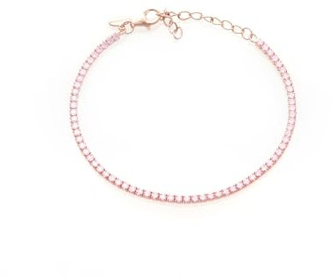 Louis Ciocchetti dal 1887 Bracciale Tennis Argento Rosato 925 con Zirconi 5A, Gioiello Elegante RegolabilenDonna, Idea Regalo Raffinata con Packaging Lusso, Qualità Made in Italy (Rosa acceso, 2mm)