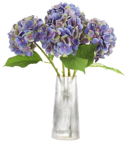 sourcing map 4pcs Artificial Hydrangea Flowers 18.5 Latex Real Touch Faux Hydrangea Flower Bouquets Large Lifelike for Home Kitchen Party Wedding Decor, Purple
