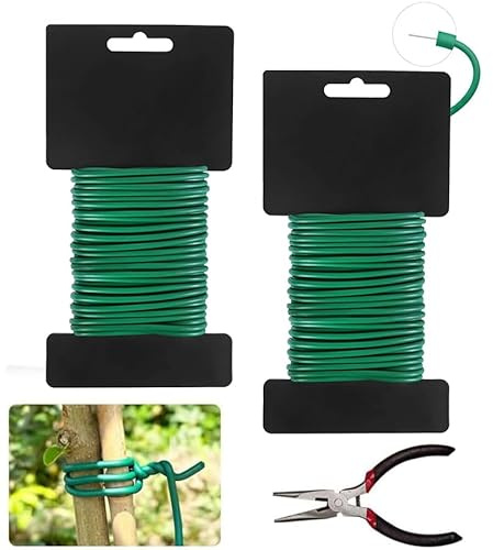 Pflanzendraht Gummiert,2 Stück Gartendraht 3,5mm,Bindedraht Ummantelt 20M,Blumendraht Weich,Pflanzendraht Für Low Stress Training,Pflanzenbinder Gummi