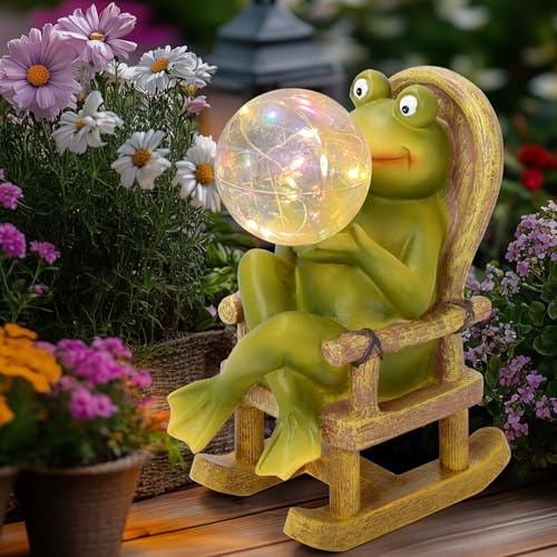 Cuteefun Froschblase Solar Gartendeko für Draußen, Garten Tier Dekoration mit Solar Licht, Wetterfest und Langlebig, Deko Draußen Figuren für Garten Rasen, Housewarming Frauen Mum Geburtstag Geschenk