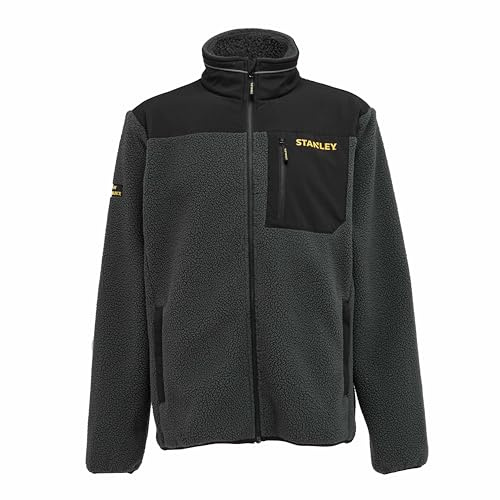 STANLEY Borden Men's Funnel Collar, Regular Fit, Borg Work Fleece, Grey, Medium