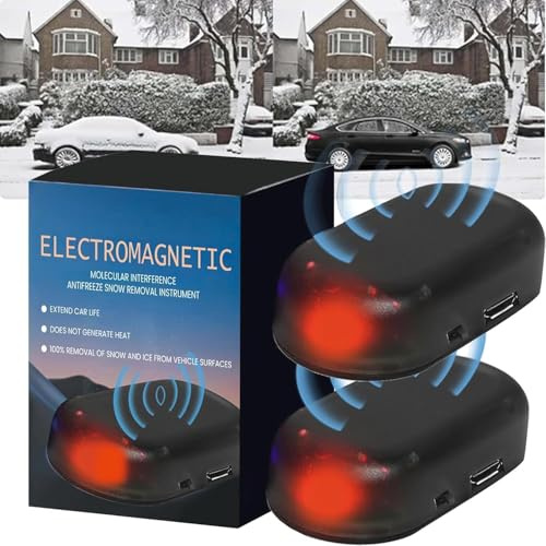 Bukbas Auto Enteiser Tragbare Kinetische Molekularheizung, 2 Stück Elektromagnetischer Enteiser Auto Scheibenenteiser Auto, Electromagnetic Car Snow Removal Device für Windschutzscheibe