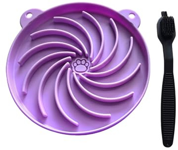 Pet Slow Feeder Bowl with Suction Base, Anti-Gulp Maze Design for Dogs and Cats (1Pack Purple)