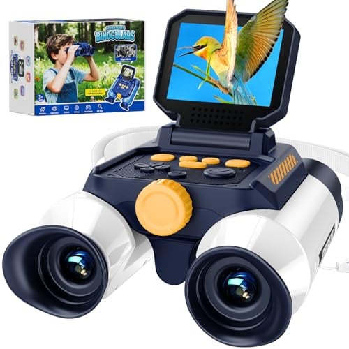 Fernglas für Kinder, Ashfly Kinderfernrohr mit eingebauter Kamera Nachtsicht, 10-facher Vergrößerung, Binoculars 200 Fotos speichern innen von 7 bis 99 Jahren - Deutsche Version Weiß