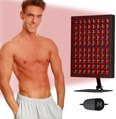 Ruioomeep Red Light Lamp Heat Lamp Face Rotlichtlampe Gesicht, 850nm & 660nm Infrarotlampe mit Timer,50W Hochleistungs Nah Rotlichtlampe Therapie mit Kühlgebläse,5 Helligkeits Wärmelampe (80LED)