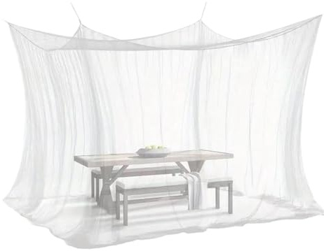 Zanzariera a Baldacchino Rete Quadrata A 4 Angoli 3 X 3 X 2,5 M | Rete a maglie per esterni Per Sedie Sotto Gazebo e per Letto Matrimoniale in Giardino, Cortile, Terrazza e Tavoli Esterni