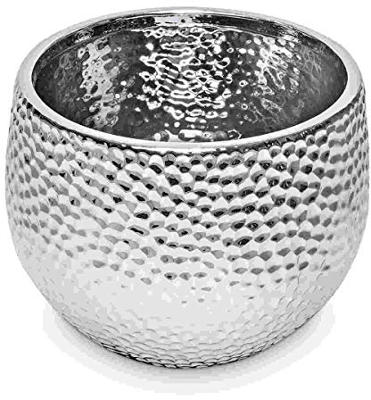 Kaheku Kübel CORO, Keramik, silber glasiert (Ø23 x H19 cm)