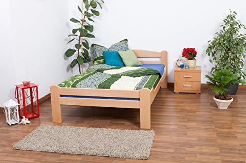 Einzelbett/Gästebett Easy Premium Line K4, 120 x 200 cm Buche Vollholz massiv Natur