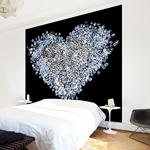 Apalis - Vliestapete Premium Diamant Herz - Fototapete Quadrat Wandtapete Wandbild 3D 240cm x 240cm