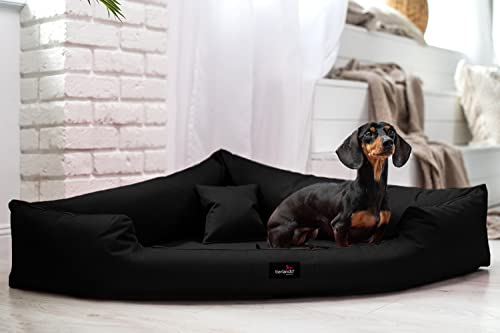 tierlando® Trivia | Orthopädisches Hundebett Robustes Polyester Visco Eckbett Eckhundebett Gr. L 100cm Schwarz