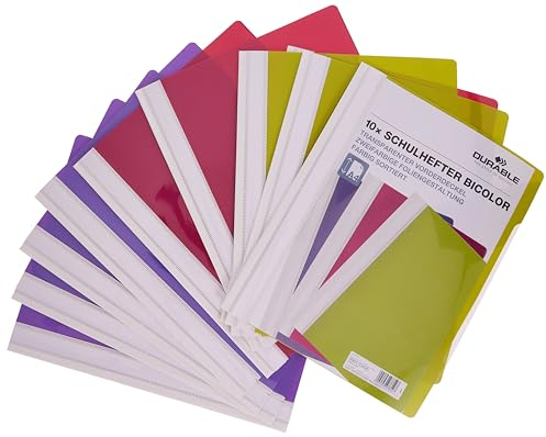 Durable Sichthefter A4 Bicolor, Packung à 10 Schnellhefter in lila, grün und purpur, 999110495