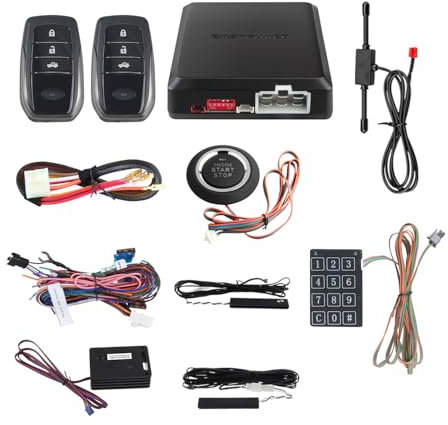 EASYGUARD EC002-T2-NS PKE Car alarm system with proximity sensor lock unlock remote engine start push start button NFC entry backup vibration alarm DC12V