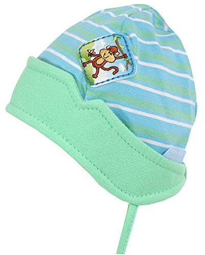 Maximo Jungen Mütze blau-grün Kleiner AFFE, Gr. 39,UV-Schutz 50+