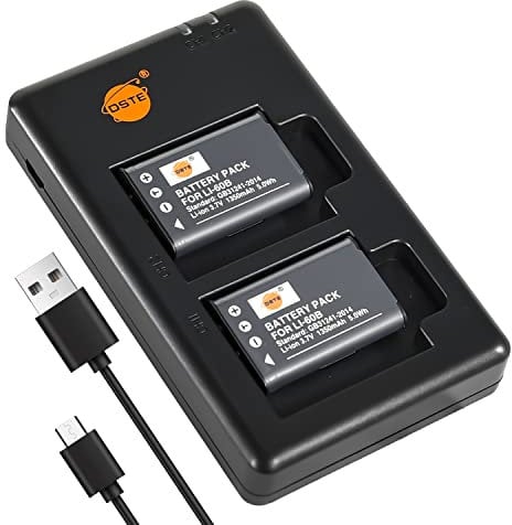DSTE 2PCS LI-60B (1350mAh/3.7V) Battery Charger Set Compatible for Olympus FE-370 Compatible for Pentax D-LI78