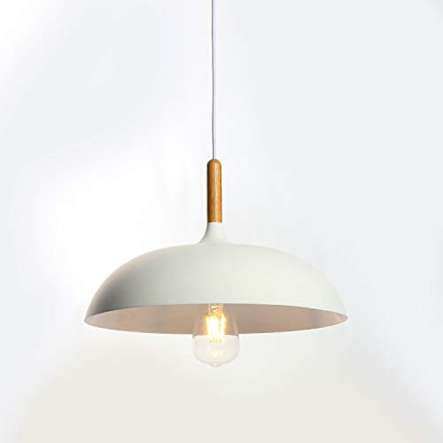 E27 Modern LED Pendelleuchte Hängeleuchte Loft Pendelleuchte Lampenschirm Stilvollen Pendelleuchte Hängelampe Industrie Deckenlampe Φ35cm(Weiß)