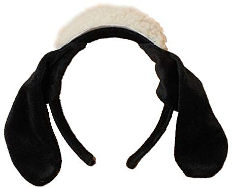 Wollige Schafsmütze mit Haarreif und Ohren, Schwarz / Weiß, Verkleidung