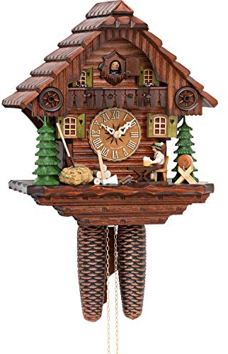 Cuco Clock Kuckucksuhr Schwarzwalduhr 'Der Biertrinker' 19 x 29 x 30cm Wanduhr aus Holz, 8 - Tage Werk, manuelle Nachtabschaltung