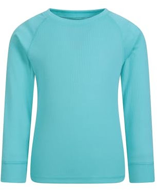 Mountain Warehouse Talus Kids Base Layer Top - Breathable & Lightweight, Moisture Wicking, Boys & Girls - Autumn, Winter, Outdoors, Travelling & Hiking Teal (02) Kids Size 7-8 Years