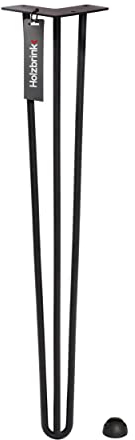 HOLZBRINK 1x Pied de Table en Acier Hairpin, Triple Barre, Pied de Meuble Épingle, Hauteur : 100 cm, Couleur : Noir Foncé, HLT-13A-100-9005