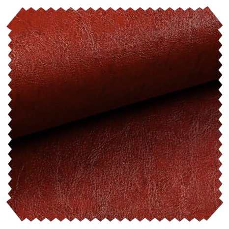 novely® MARGOTH - Glattes glänzendes Kunstleder im Antik-Look - Polsterstoff im Echtleder-Look - Robuster Möbelstoff - Pflegeleichte Meterware 1lfm | Farbe: 21 Dunkelrot