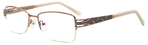 FERAVIA Metall mode einzigartige brillen fassungen frauen klare linse halb randlose brillen silber schwarz brillen (GOLD-PINK)