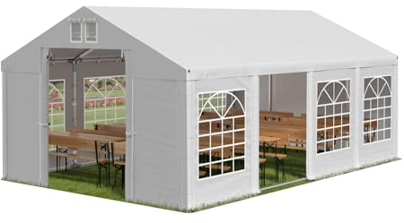Partyzelt 5x8m wasserdicht weiß Zelt 560g/m² PVC Plane Hochwertigeszelt Gartenzelt Summer SD - Faltpavillon, Gartenpavillon, Pavillon, Lagerzelt, Gartenhaus, Zeltgarage, Garagenzelt - Partyzelt