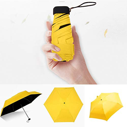 CUEYU Mini ombrello pieghevole, ultra leggero, compatto, portatile, asciugatura rapida, resistente ai raggi UV, con fibbia esagonale in silicone