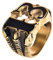 HIJONES Herren Jewellry Number 13 Solide Edelstahl Biker Ring Gold Schwarz Größe 57