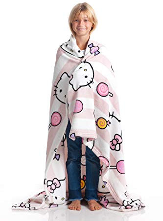 Kanguru Hello Kitty Tagesdecke, Pinke, weiche Decke 130x170cm, Mikrofaser tagesdecke bettüberwurf oder tagesdecke Sofa. Qualität mit Ökotex-Prüfzertifikat, Sanrio