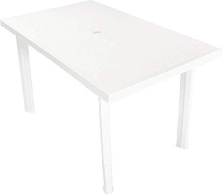 Tomaino Table De Jardin Exterieur en Plastique, Table De Jardin avec Trou pour Parasol, Table A Manger Exterieur 126x76x72 cm
