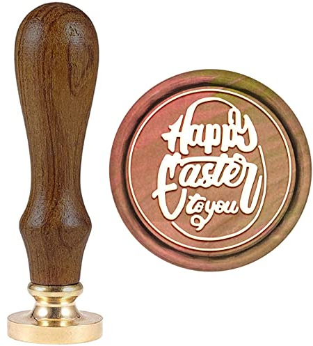 craspire Frohe Ostern Wachs Siegelstempel, Tierversiegelung Wachsstempel Retro Holzstempel Wachsversiegelung 25mm Abnehmbare Messingdichtung Holzgriff Für Umschläge Einladungen Hochzeitsverzierung