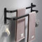 SONGHONG Porte Serviette Murale - Porte Serviette Salle De Bain sur Pied Aluminium Serviette Double Barre Porte-Serviettes Noir Mat Porte-Serviettes avec Et Design Deux Crochet sans Rouille,80cm