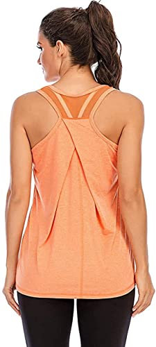 Nekosi Laufshirt Für Damen Atmungsaktives Netz Rücken Sportshirt Mädchen Yoga Training Jogging Sport Tops Orange Klein