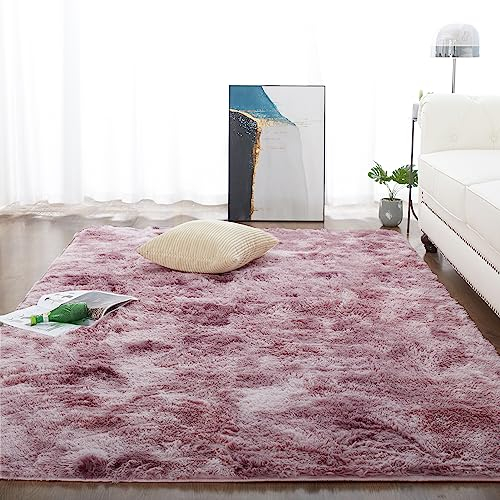 CHOSHOME Tappeti Per Soggiorno Tappeto Grande Super Soffice e Soffice Che Non Perde Peli Tappeti Shaggy Motley Tappeto Tie-dye Tappeti Moderni per Interni per Camere da Letto Rosa 120 x 180 CM