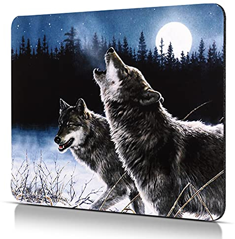 CHUQING Mauspad Wolf Mousepad klein Mouse Pad mit Motiv für Büro und Gaming Maus,Größe S,240 x 200 mm