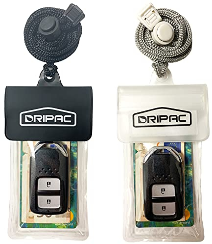 DRIPAC wasserdichte Schutzhülle für Autoschlüssel, wasserdicht, für Schlüssel, Ausweis, Kreditkarten, Geld (schwarz + weiß)