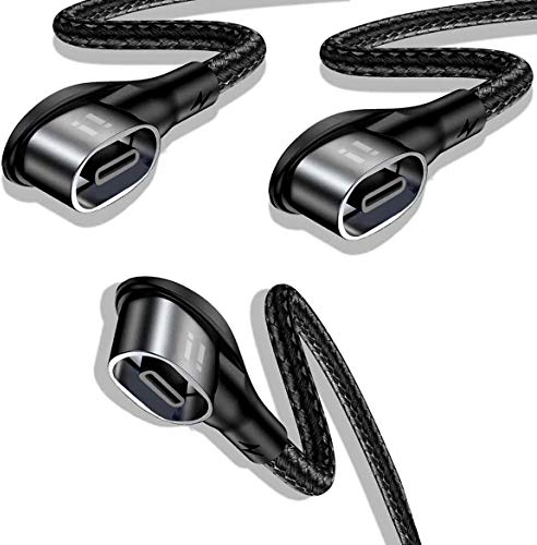 3x 1m 90 Grad PLATINUM Nylon Magnet USB Schnellladekabel Quick Charge 3.0 Datenkabel - 3x Winkel Kabel ohne Stecker