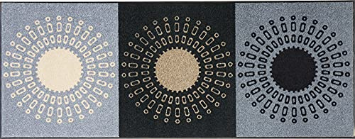 Erwin Müller Fußmatte, Schmutzfangmatte, Sauberlaufmatte Kreise Sand Größe 60x180 cm - langlebig, pflegeleicht, rutschfest, für Fußbodenheizung geeignet
