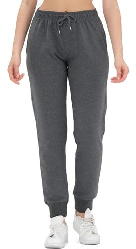 ROSS CAMP Jogginghose Damen - Sporthose Frauen Baumwolle, Trainingshose Fitness High Waist, Sweatpants Slim Fit Freizeithose Lang, Jogging Hose Laufhosen Modern Anthrazit/XS