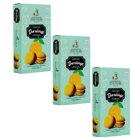 Tsoungari® | Biscotti Ripieni Crema di Limone | Biscotti Crema al Limone - 130 Gr. | Scatole di Biscotti Regalo | Biscotti Accoppiati alla Crema