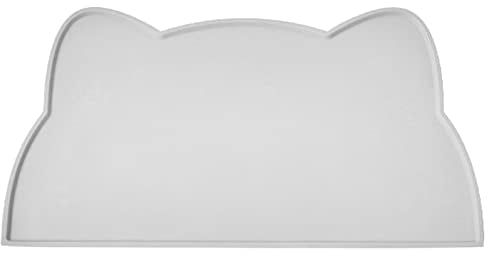 Tapis Gamelle Chat et Chien, Tapis Silicone Bol Antidérapant Tapis de Nourriture pour Animaux Imperméable (Gris Clair)