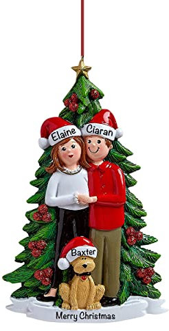 Personalised Couple With Dog Ornament 2025 – Fast & Free 24h Customisation – Dog Christmas Tree Ornament for Couple – Custom Wrapped Gift for Pet Lovers