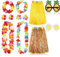 Meiruier 7 Stück Hawaii Party Kostüm Set,Hawaii Kostüm Damen,Faschingskostüme Damen für Beachparty Deko und Ananas Sonnenbrille Beachparty Deko (Gelb-2)