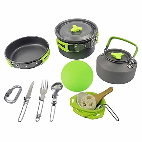 RWRAPS Camping Cookware Outside Camping Cooking Set Mess Kit with Flat-Bottomed Pot Kettle Chopping Board for Camping Picnic