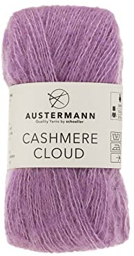 austermann Cashmere Cloud - Kaschmir Wollmischung zum Stricken - Lauflänge 180m je 25g Knäuel Farbe 04 - Mauve