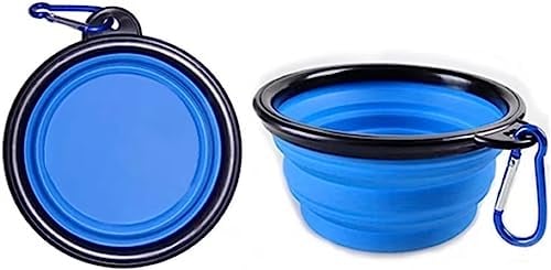 YIAGUN Large Collapsible Dog Bowl, 34oz Foldable Dog Travel Bowls, Portable Dog Water Food Bowl with Clasp, Pet Cat Feeding Cup Dish for Traveling, Walking, Hiking (Blue)