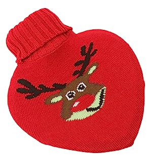 800ml Handwärmer Wasserflasche Herzform und Strickbezug Weihnachten für Sie